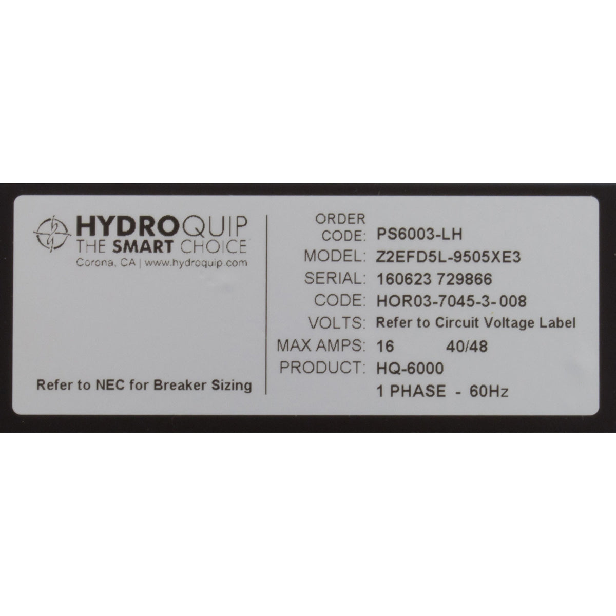 Control, Hydro-Quip PS6003-LH, P1, P2, Bl, Oz, Lt, LH, 115v/230v