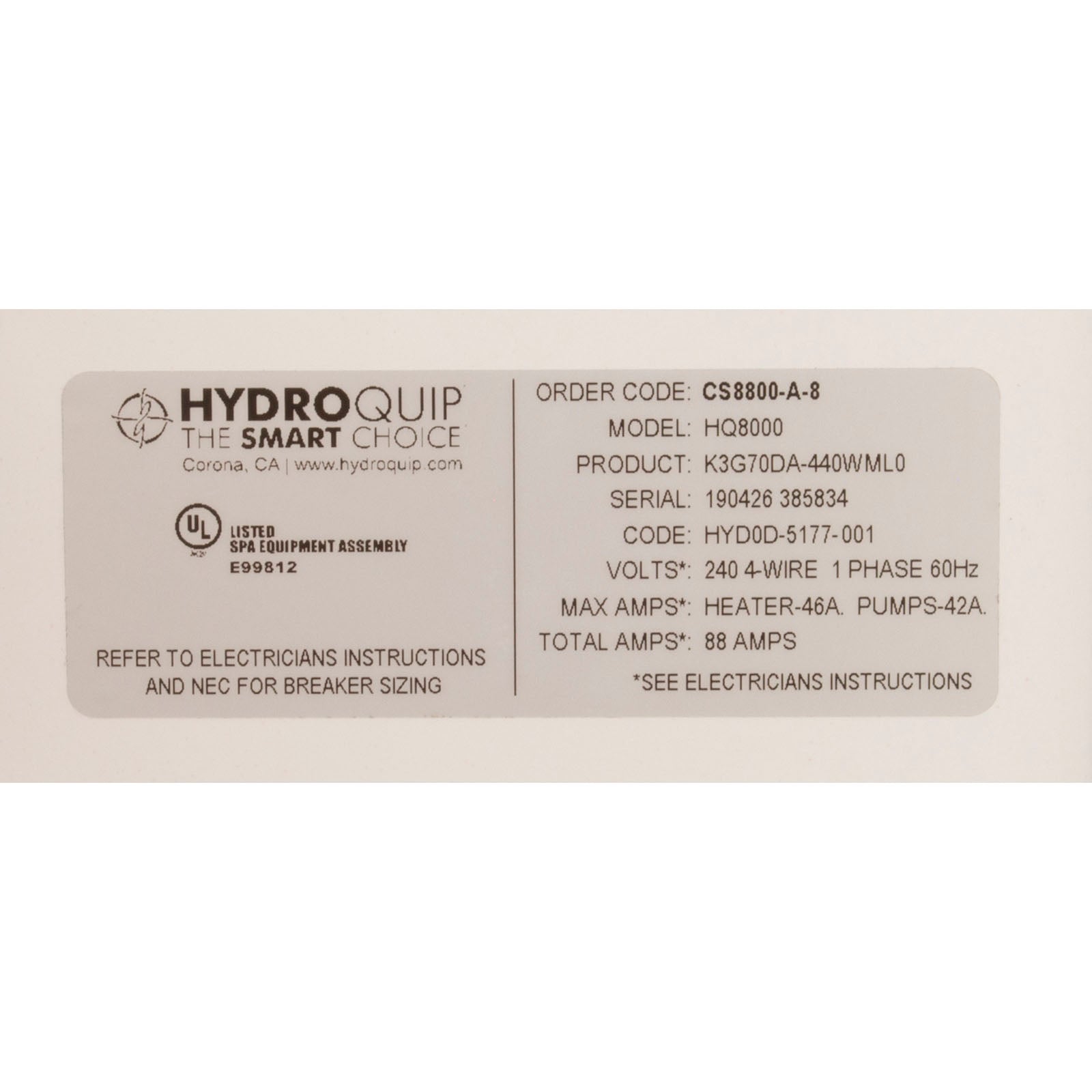 Outdoor Control, HQ CS8800-A-8, 11.0kw, 3 Pumps, Bl, TP800