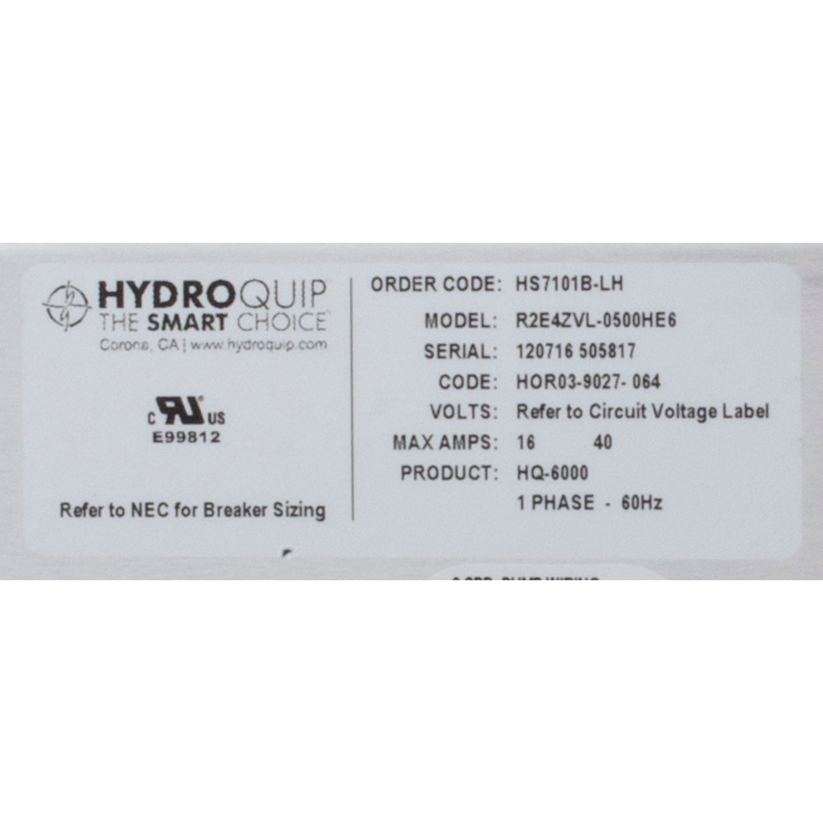 Control, Hydro-Quip Silver-B, 115v/230v, 4.0kwSlide, w/Topside