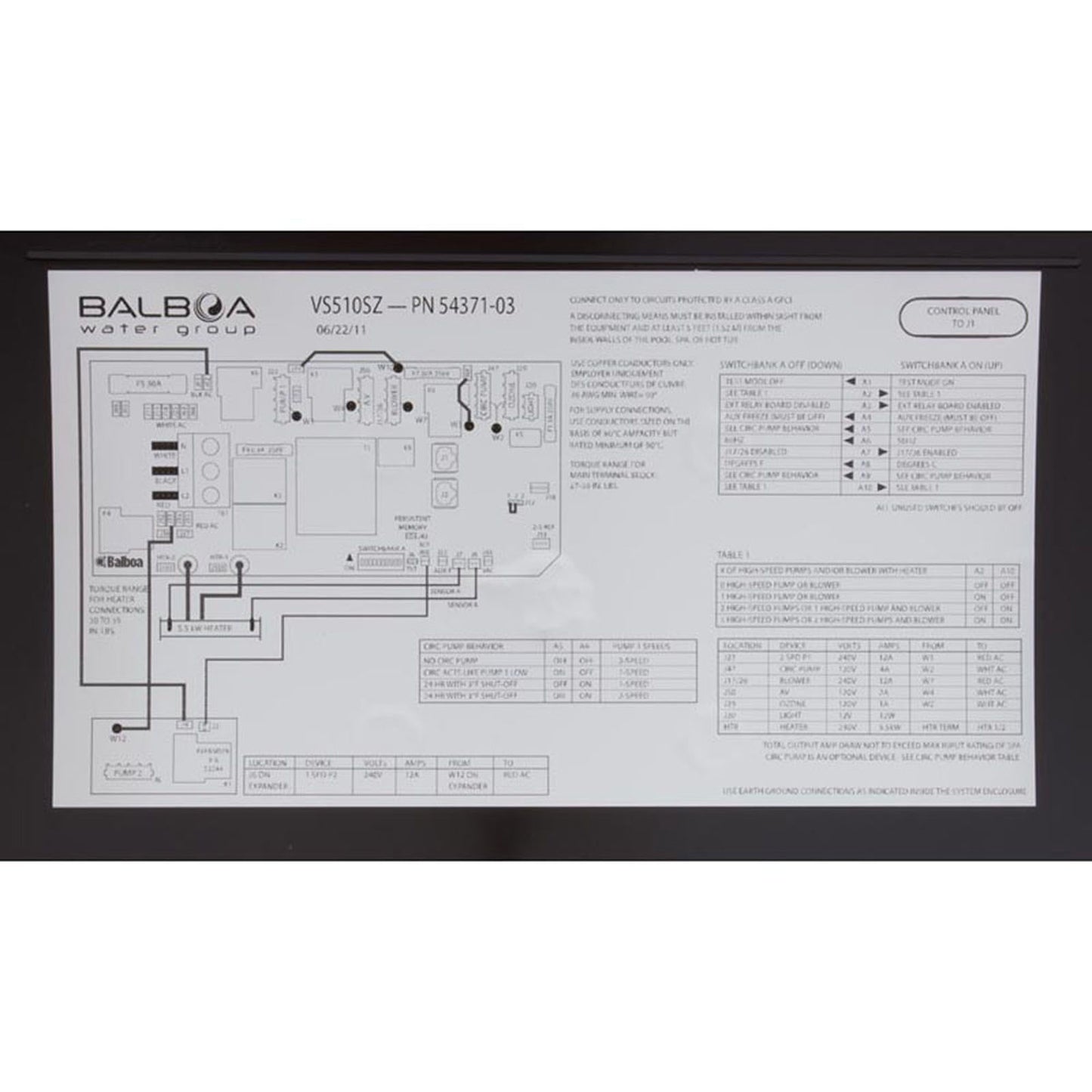 Control, HQ VS510SZ, P1, P2, Bl, Oz, Lt, 5.5kW, 115v/230v, VL701S