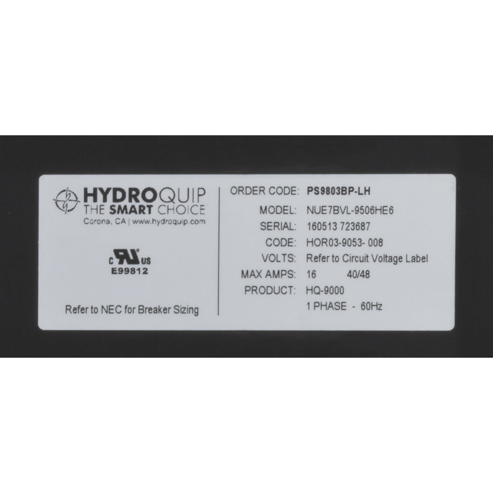 Control, H-Q PS9803BP-LH, P1, P2 2-Spd, Bl, Oz, Lt, LH, 115v/230