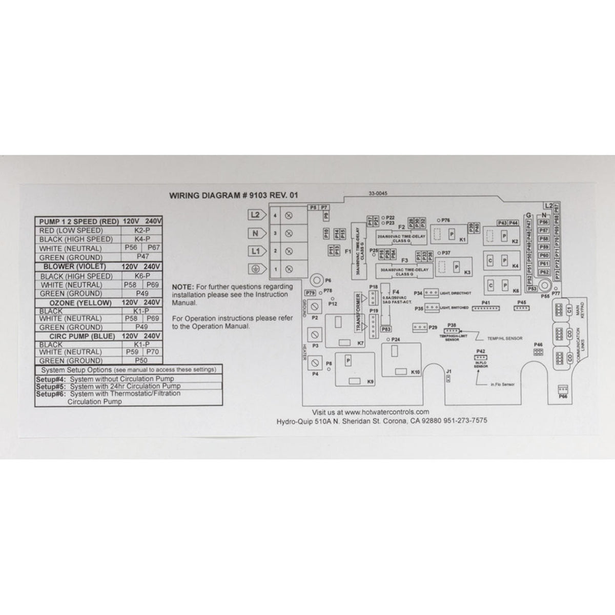 Control, Hydro-Quip PS6702Y-HS30, P1, Bl, Oz, Lt, 4.0kW, in.K19