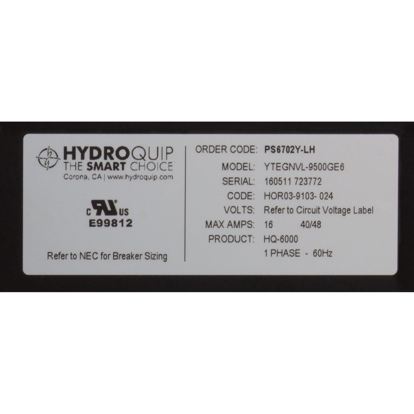 Contrôle, Hydro-Quip PS6702Y-HS30, P1, Bl, Oz, Lt, 5,5 kW, po K19