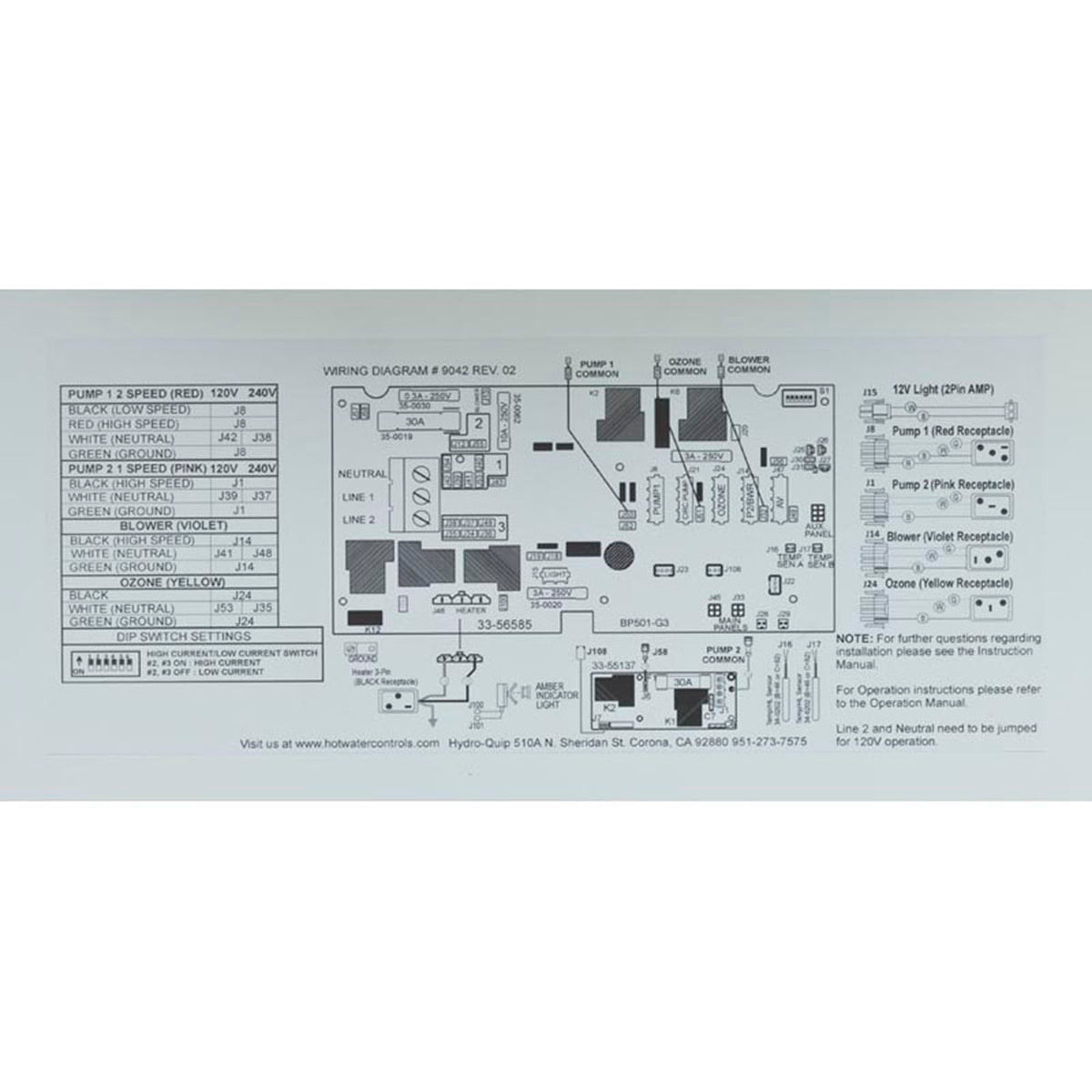 Control, Hydro-Quip PS6703BP-HS60, P1, P2, Bl, Oz, Lt, 5.5kW, TP800