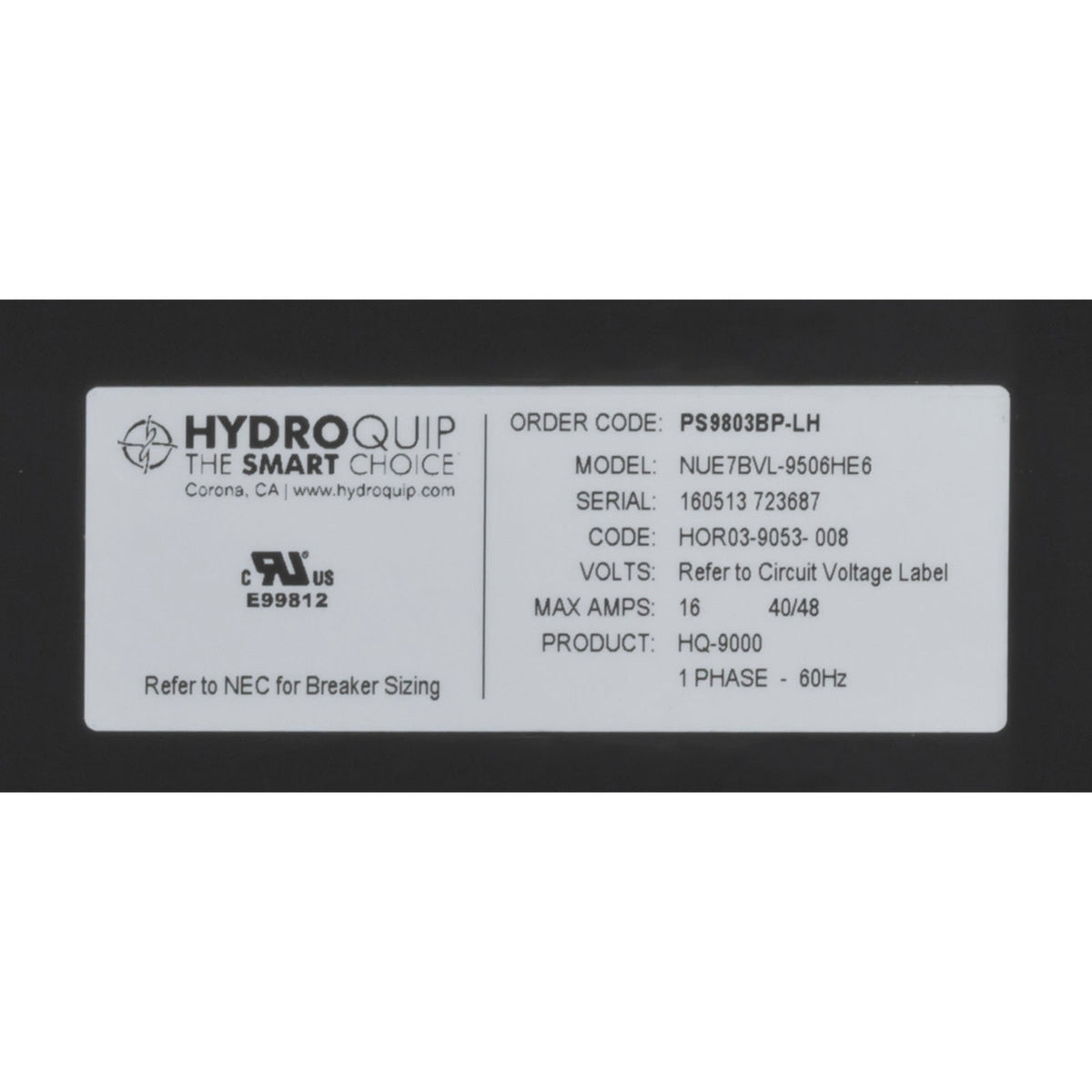 Control, H-Q PS9803BP-HS30, P1, P2 2-Spd, Bl, Oz, Lt, 5.5kW, TP600