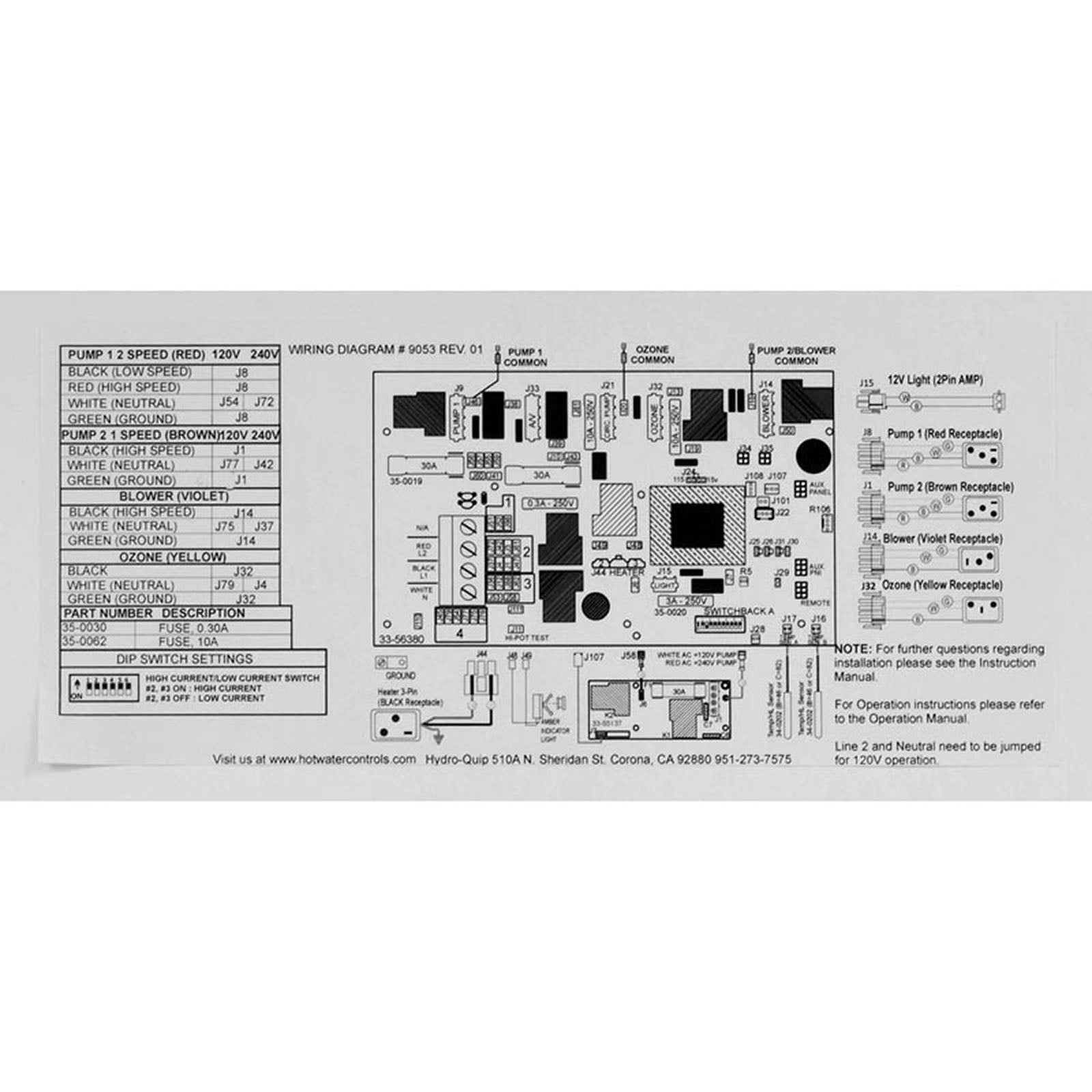 Control, H-Q PS9803BP-HS60, P1, P2 2-Spd, Bl, Oz, Lt, 5.5kW, TP800