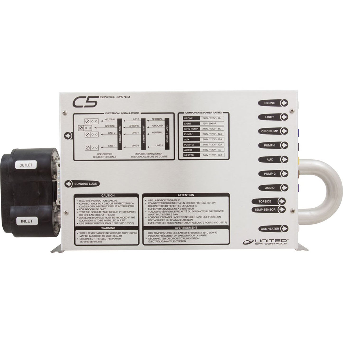 Control, United Spas C5-L Low Flow,P1,P2,Aux,CP,115/230v,T7S