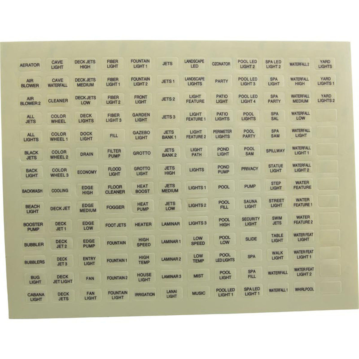Label, Pentair, IntelliTouchÃ‚Â®, Outdoor Ctrl Panel, Set of 10