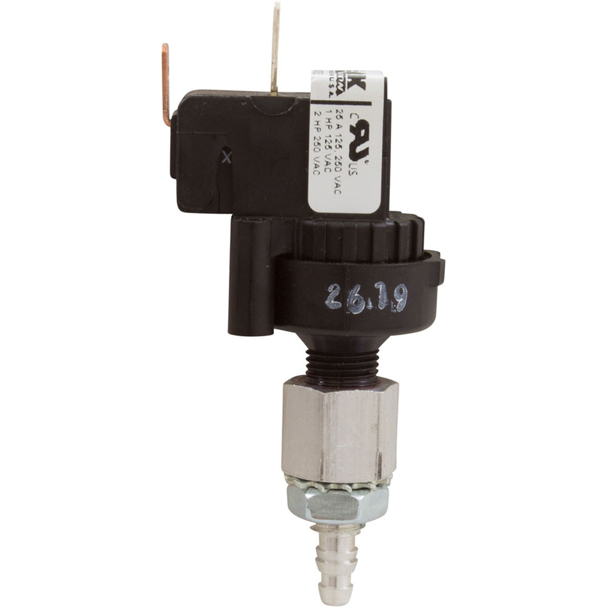 Air Switch, Tecmark, SPNO, 25 Amp, Latching, Center Spout