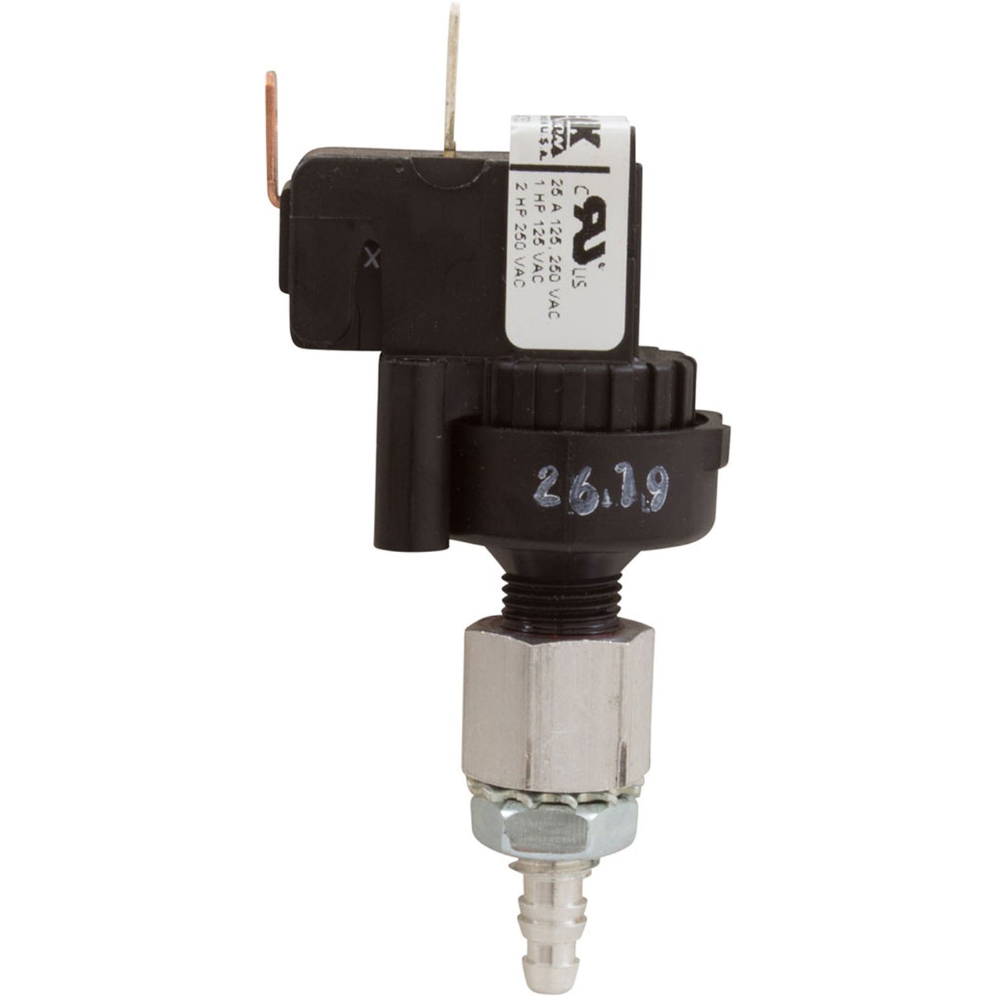 Air Switch, Tecmark, SPNO, 25 Amp, Latching, Center Spout