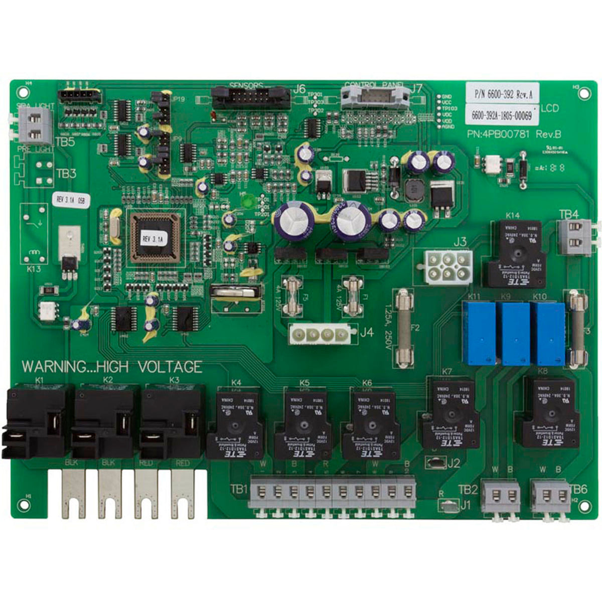 PCB, Sundance Spas, 3-Pump, LCD, 60HZ, 2014