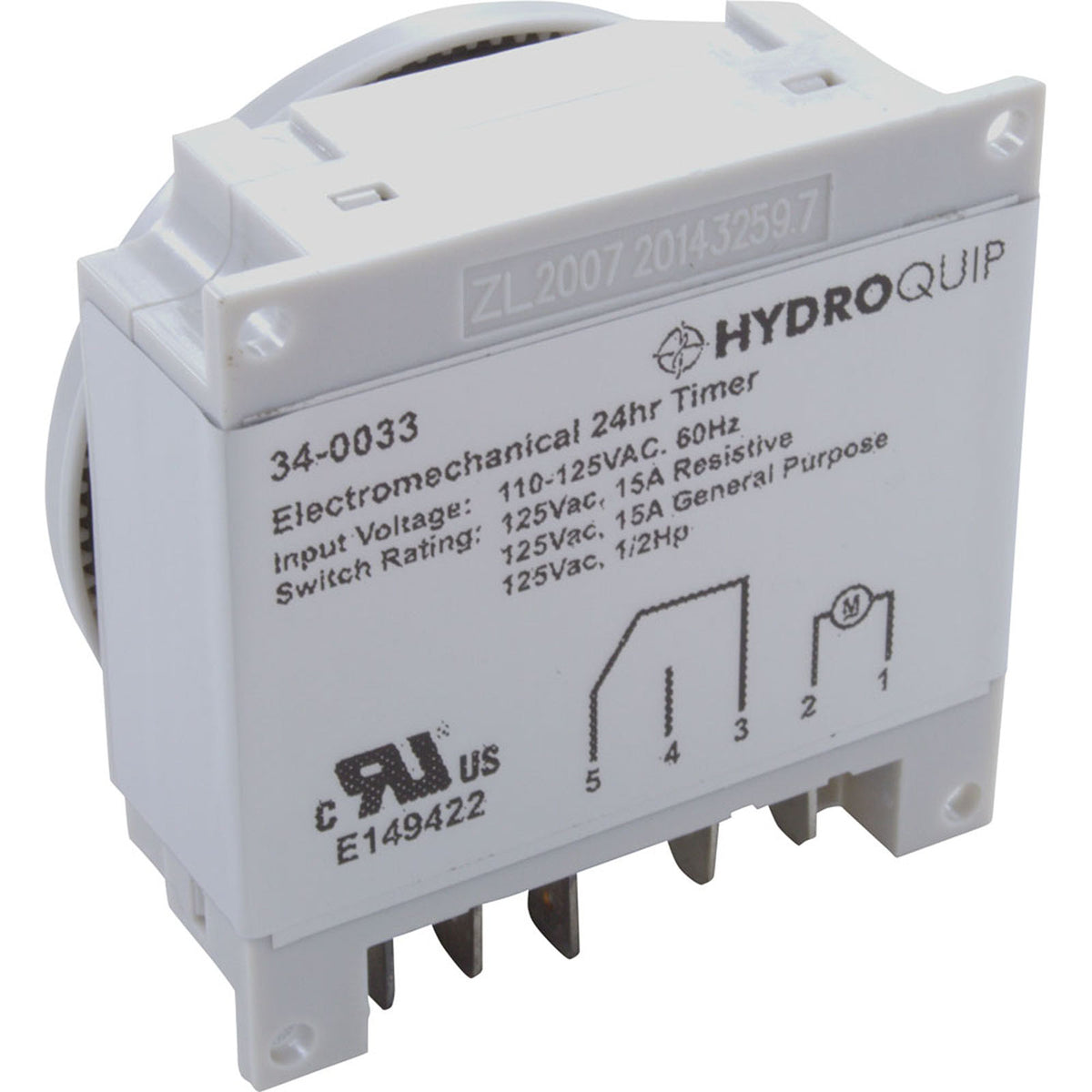 Timer, Grasslin Repl, SPDT, Panel Mount, 115v, w/override, 24hr