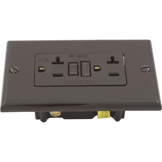 GFCI, Leviton, 20 A, SPST, enchufe frontal, marrón