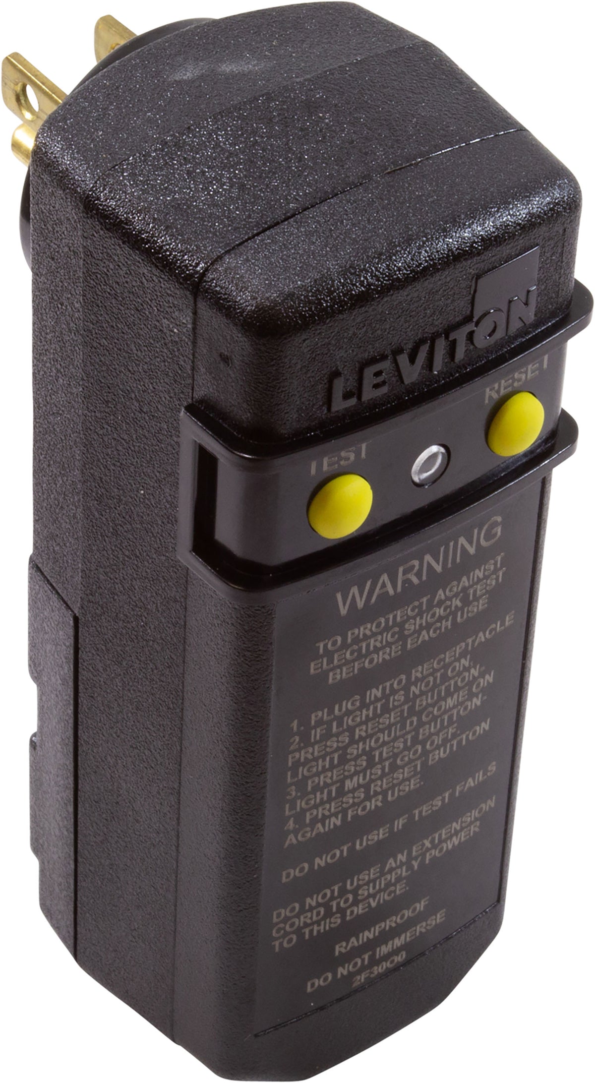 GFCI, Leviton, 15A, SPST, Right Angle Plug