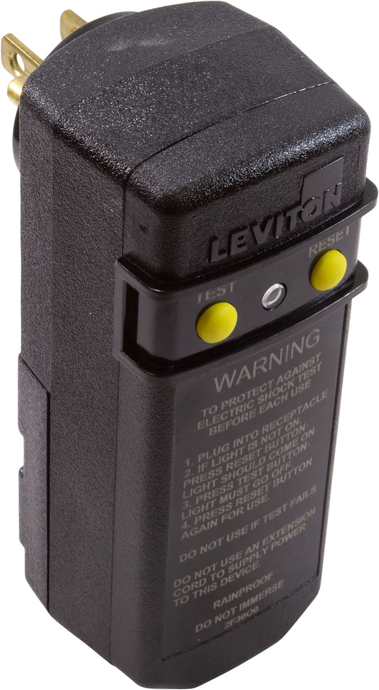 GFCI, Leviton, 15 A, SPST, enchufe en ángulo recto