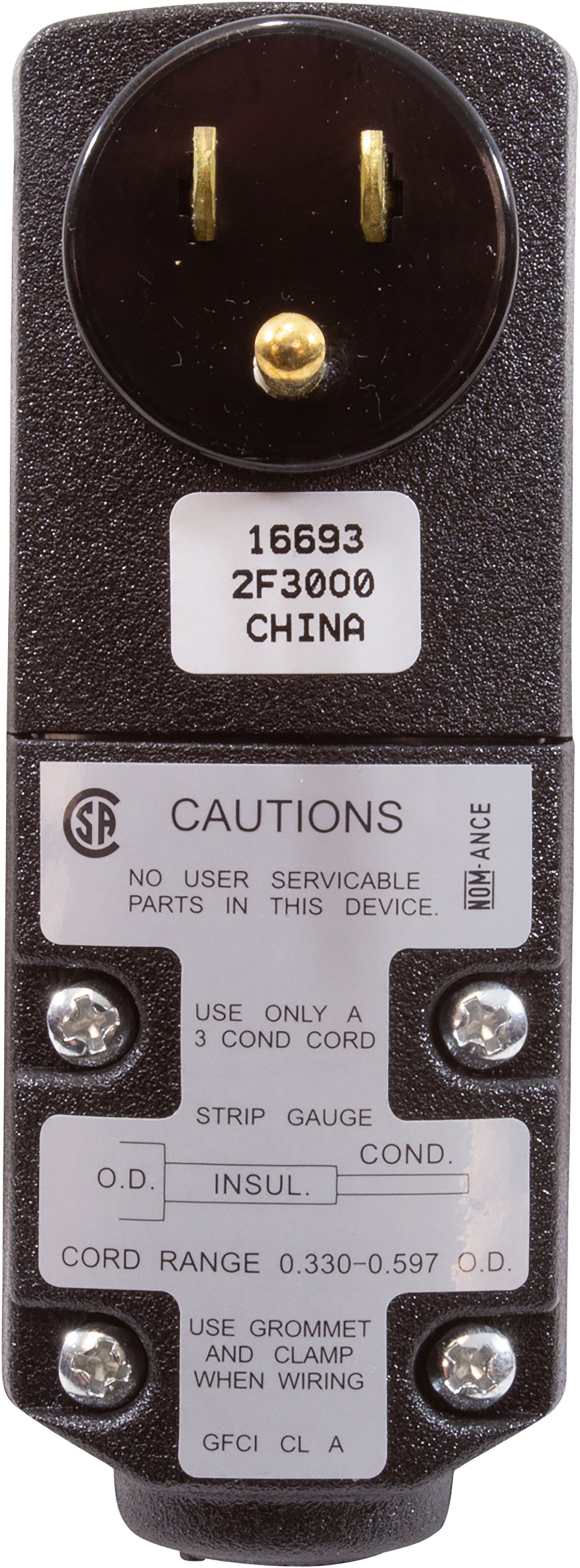 GFCI, Leviton, 15A, SPST, Right Angle Plug