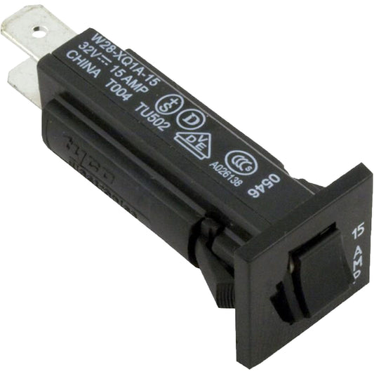 Circuit Breaker, P and B, 15A, Push Thru