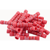 Butt Splice, 22-18 AWG, Red, Quantity 25
