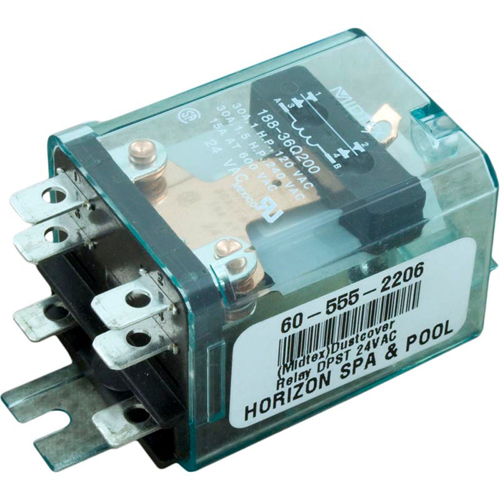 Relay, Midtex, DPST, 24vac, Dustcover