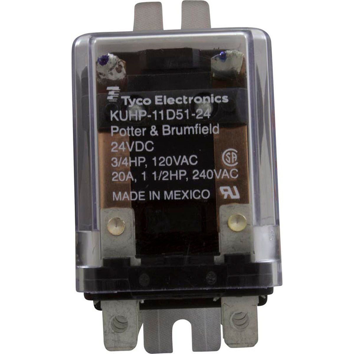 Relay, P&B, DPDT, 24VDC, 20A, Dust Cover