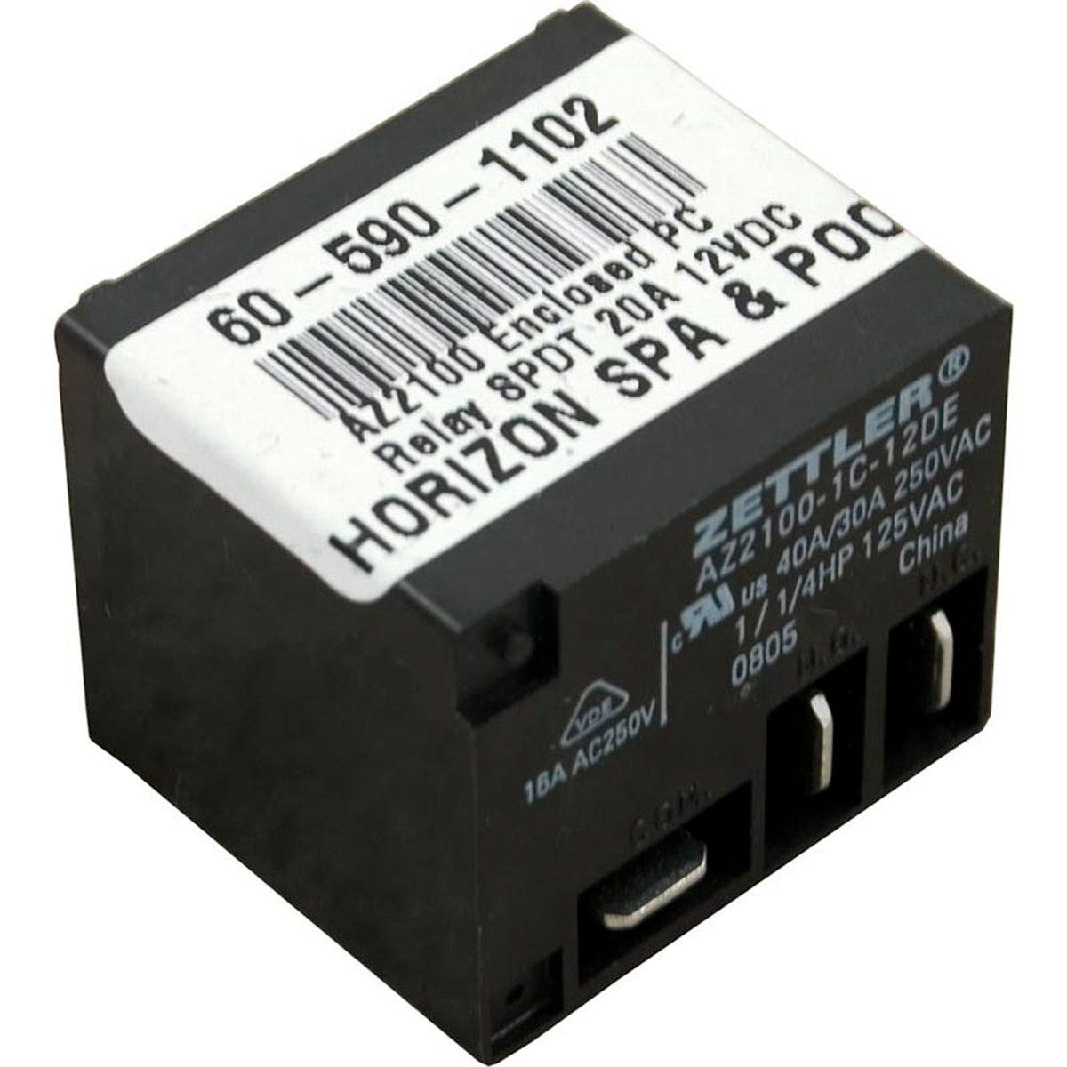 Relay, Zettler, SPDT, 20A, 12vdc, Coil, Enclosed PC, AZ2100