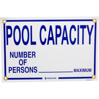 Sign, Pool Capacity, 18" x 12"
