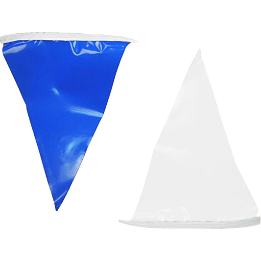 Juego de banderas de espalda, 48 banderines de 18" x 12", 105 pies, azul/blanco