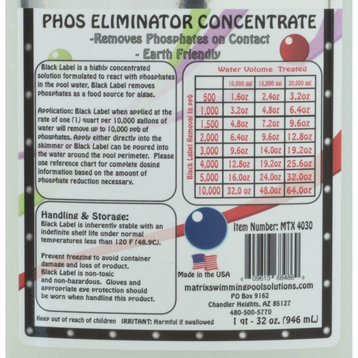 Eliminador de fosfato, Matrix Black Label, medible, 32 oz