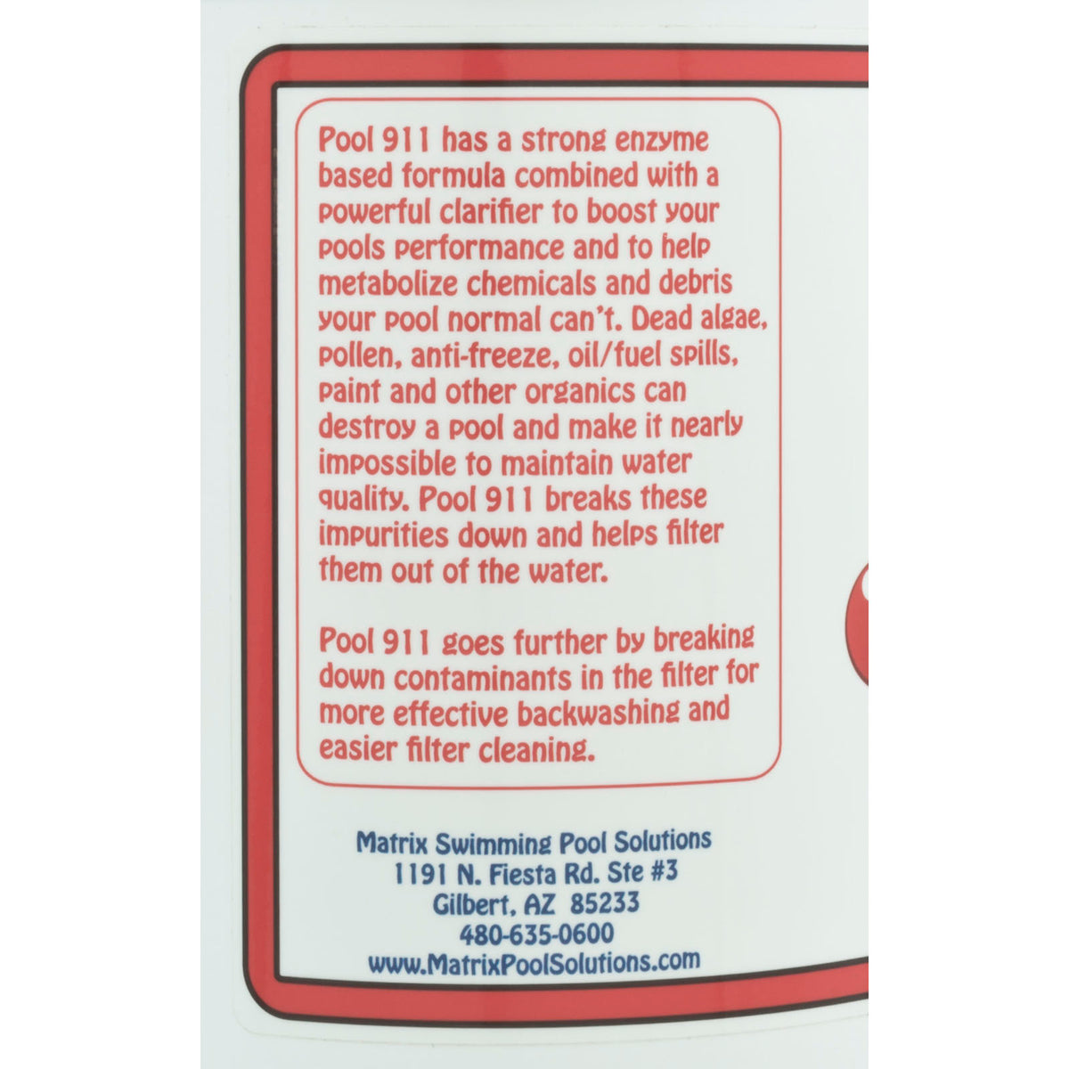 Pool Enzymes, Matrix Pool 911, 64oz