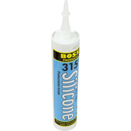 Silicone, Boss 100% RTV Sealant, Cartridge, Clear