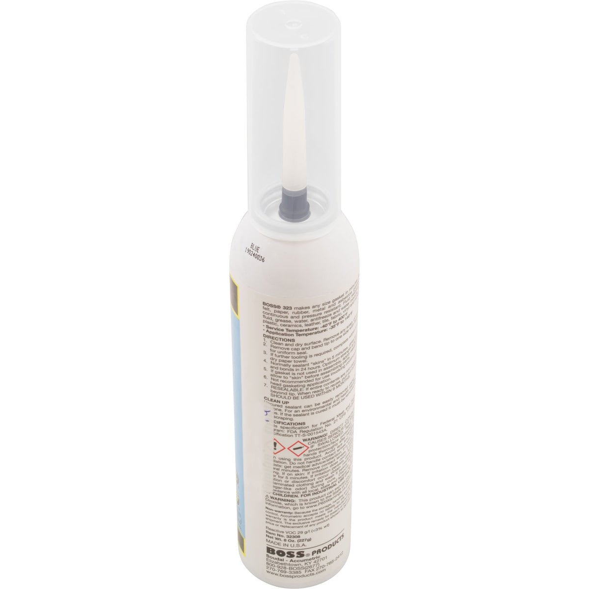 Silicone, Boss 323 Hi-Temp Gasket Maker, 8 oz. Can, Blue