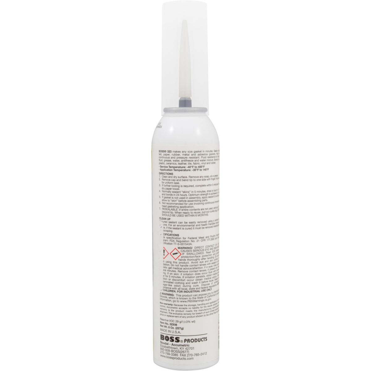 Silicone, Boss 323 Hi-Temp Gasket Maker, 8 oz. Can, Blue