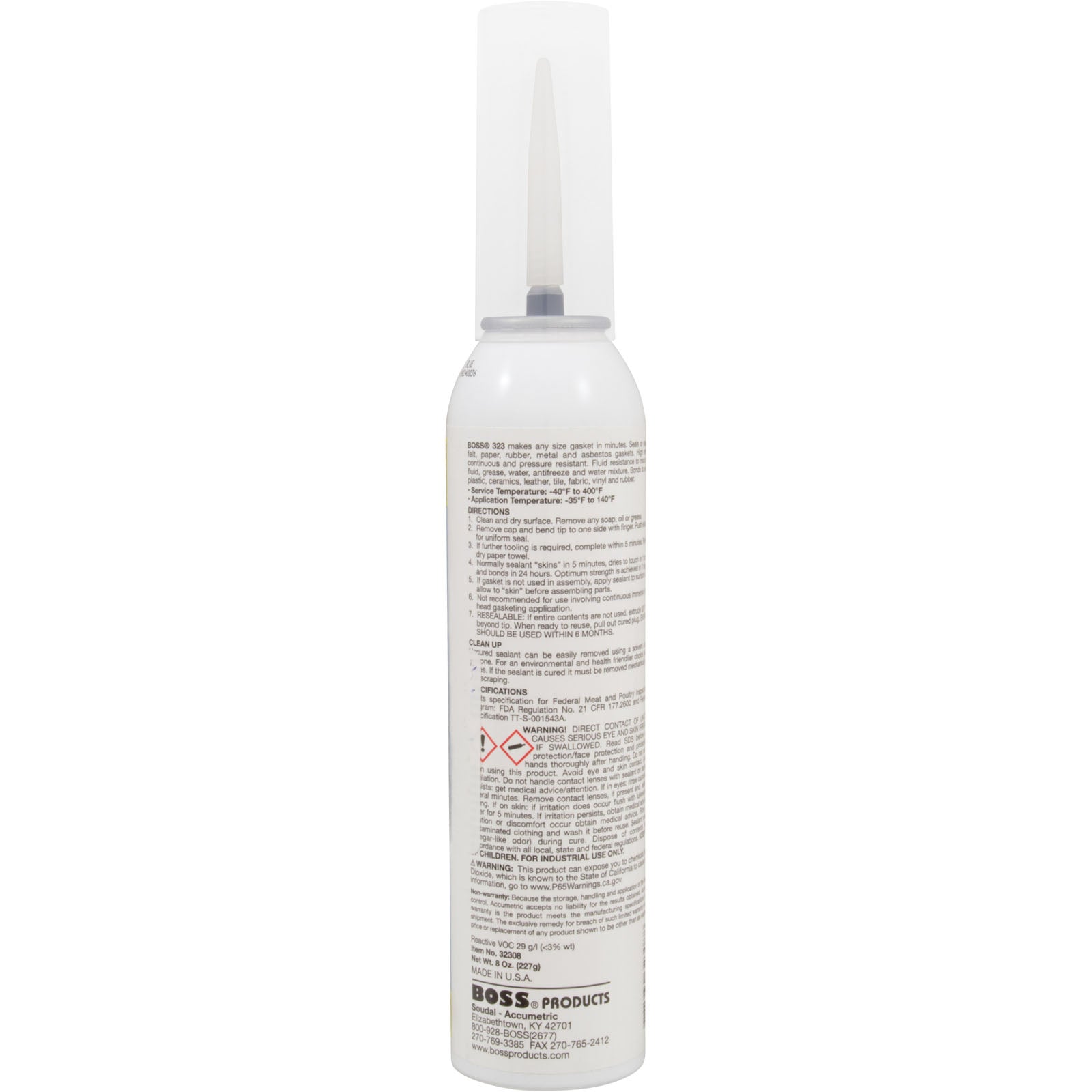Silicone, Boss 323 Hi-Temp Gasket Maker, 8 oz. Can, Blue