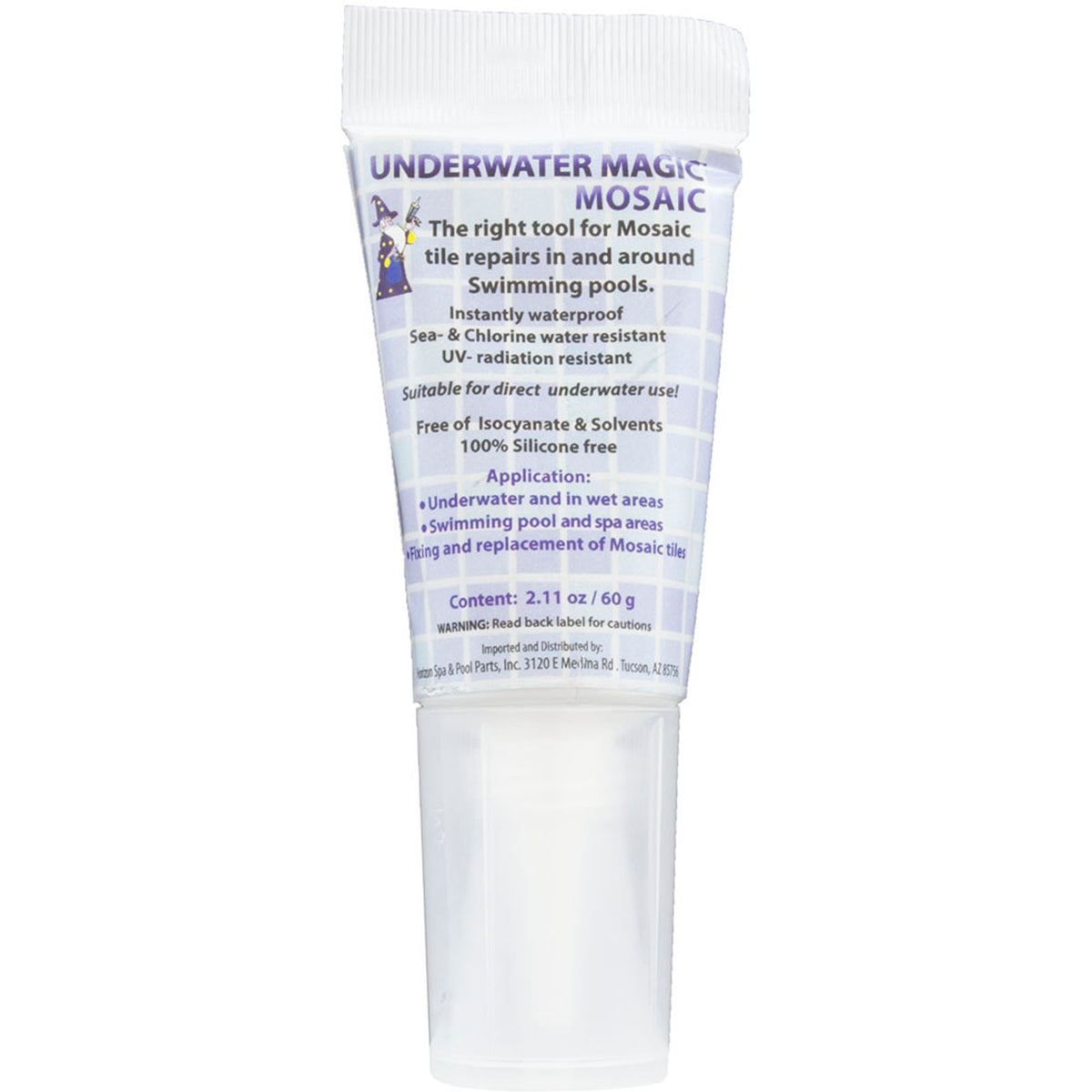 Underwater Magic Mosaic Pool Tile Adhesive and Sealant, 2.1 oz Tube, White