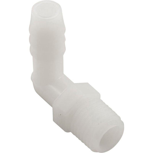 Barb Adapter, 3/8"b x 1/4"mpt, 90 Degree, Nylon