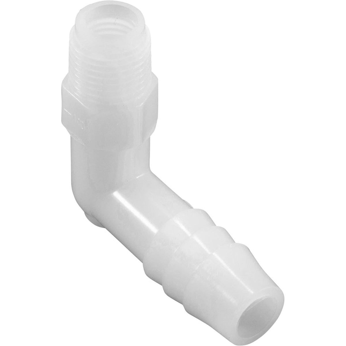 Barb Adapter, 3/8"b x 1/8"mpt, 90 Degree, Nylon
