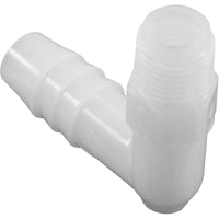 Barb Adapter, 3/8"b x 1/8"mpt, 90 Degree, Nylon