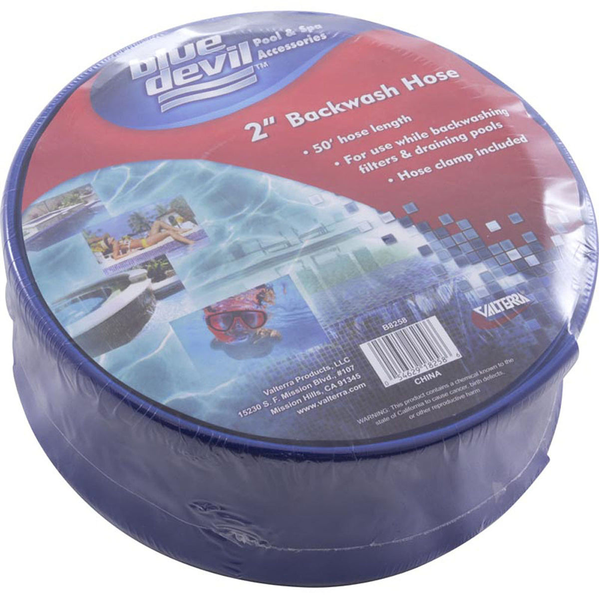Backwash Hose, Valterra, 2" x 50 foot Roll, with Clamp
