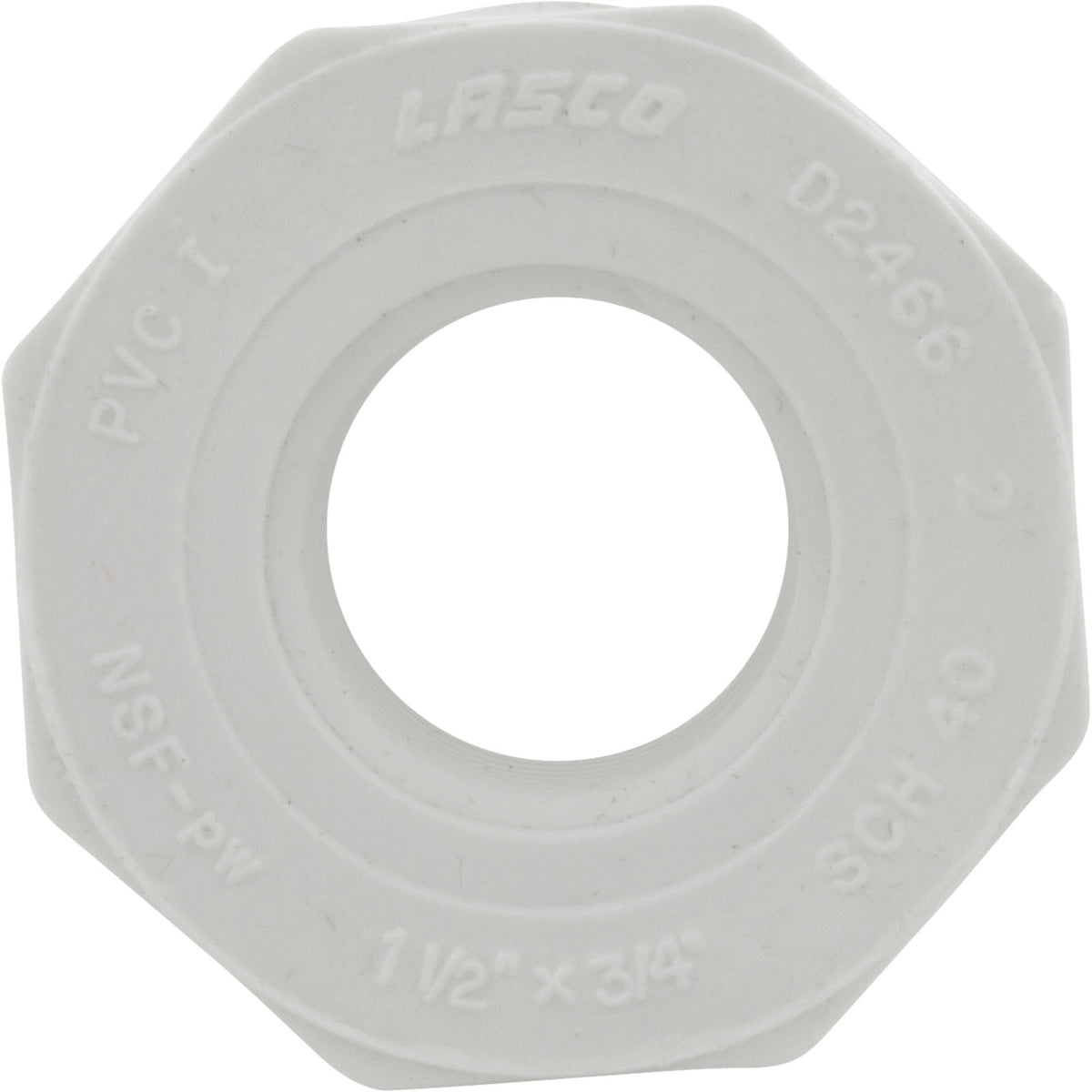 Reducer, Lasco, 1-1/2"mpt x 3/4"fpt, SCH40 PVC