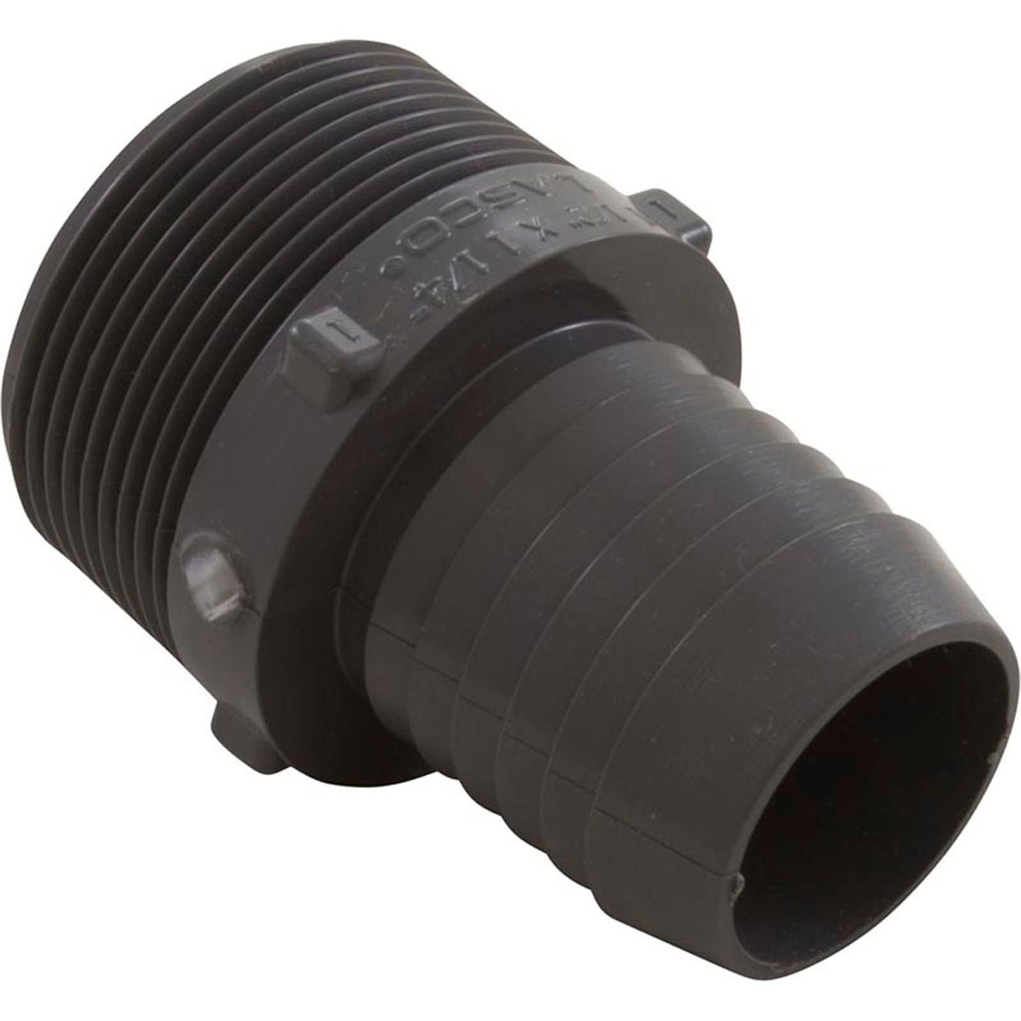 Adaptador de púas, Lasco, 1-1/2"mpt x 1-1/4"b, PVC