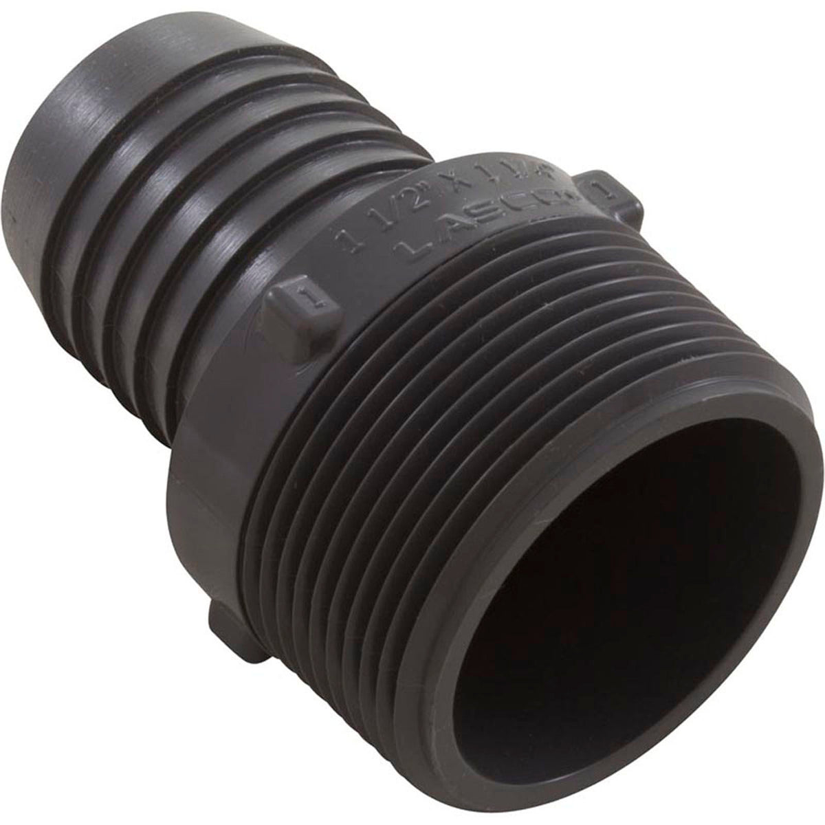 Barb Adapter, Lasco, 1-1/2"mpt x 1-1/4"b, PVC