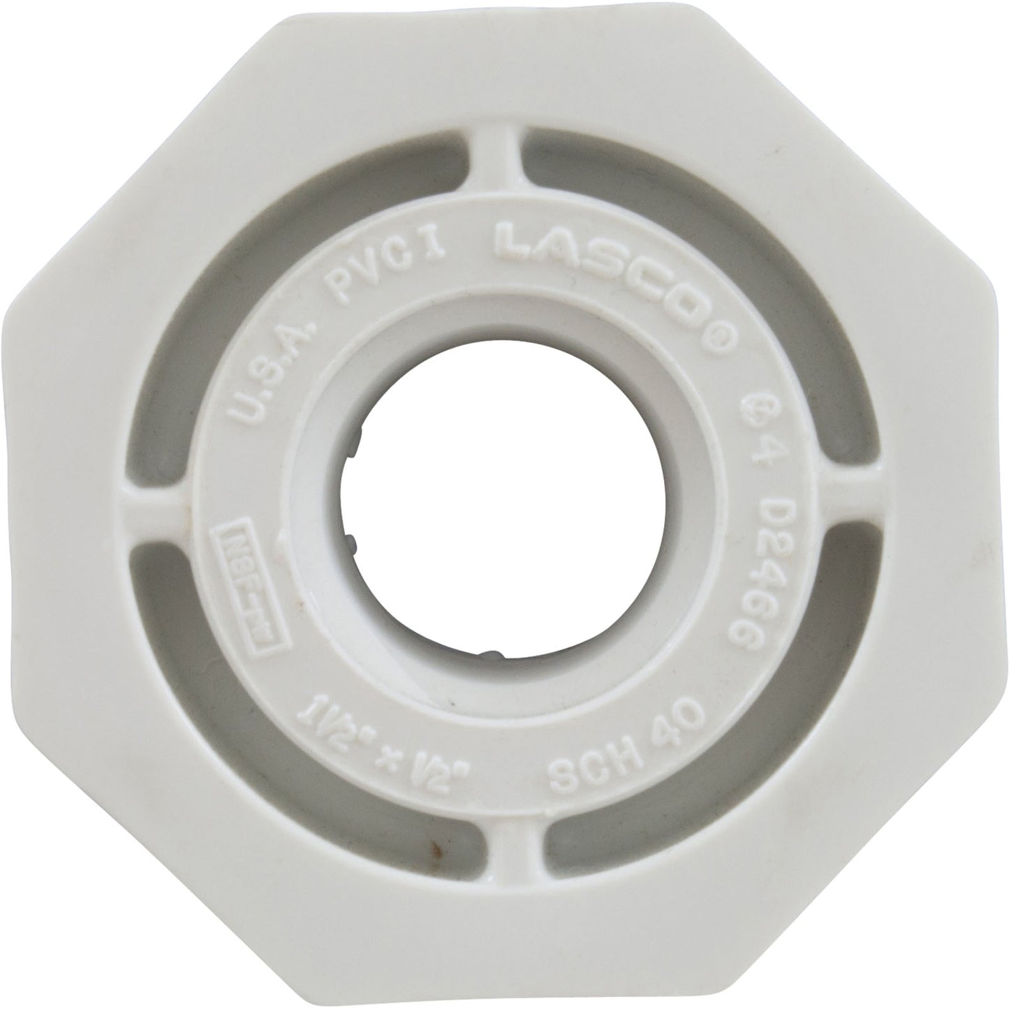 Reducer, Lasco, 1-1/2"mpt x 1/2"fpt, PVC, SCH40