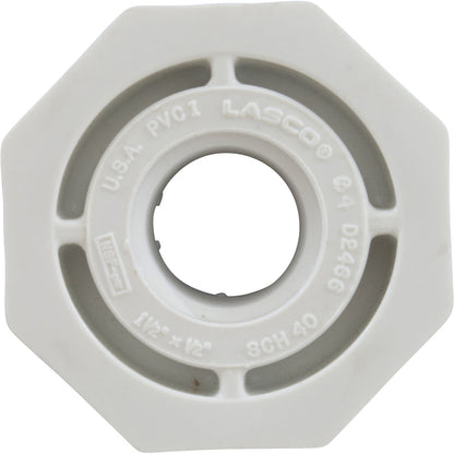 Reducer, Lasco, 1-1/2"mpt x 1/2"fpt, PVC, SCH40