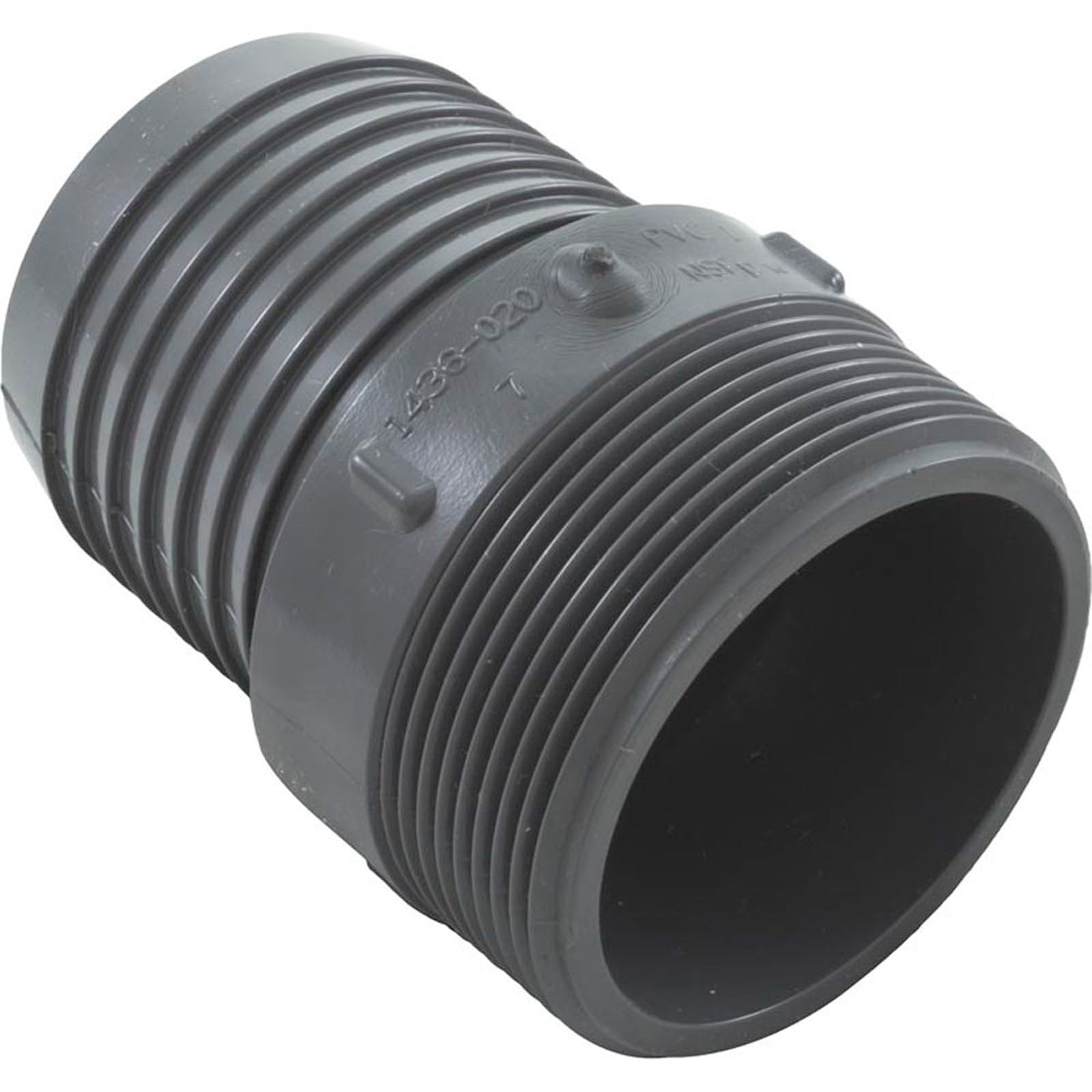Barb Adapter, Lasco, 2" Male Pipe Thread x 2" Barb, PVC