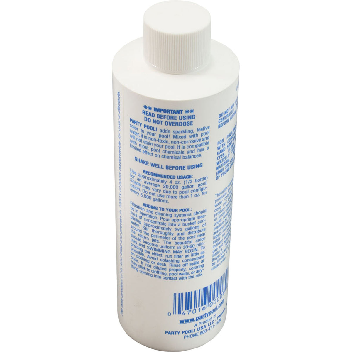 Pool color Additive, Party Pool, 8oz Bottle, BlueLagoon