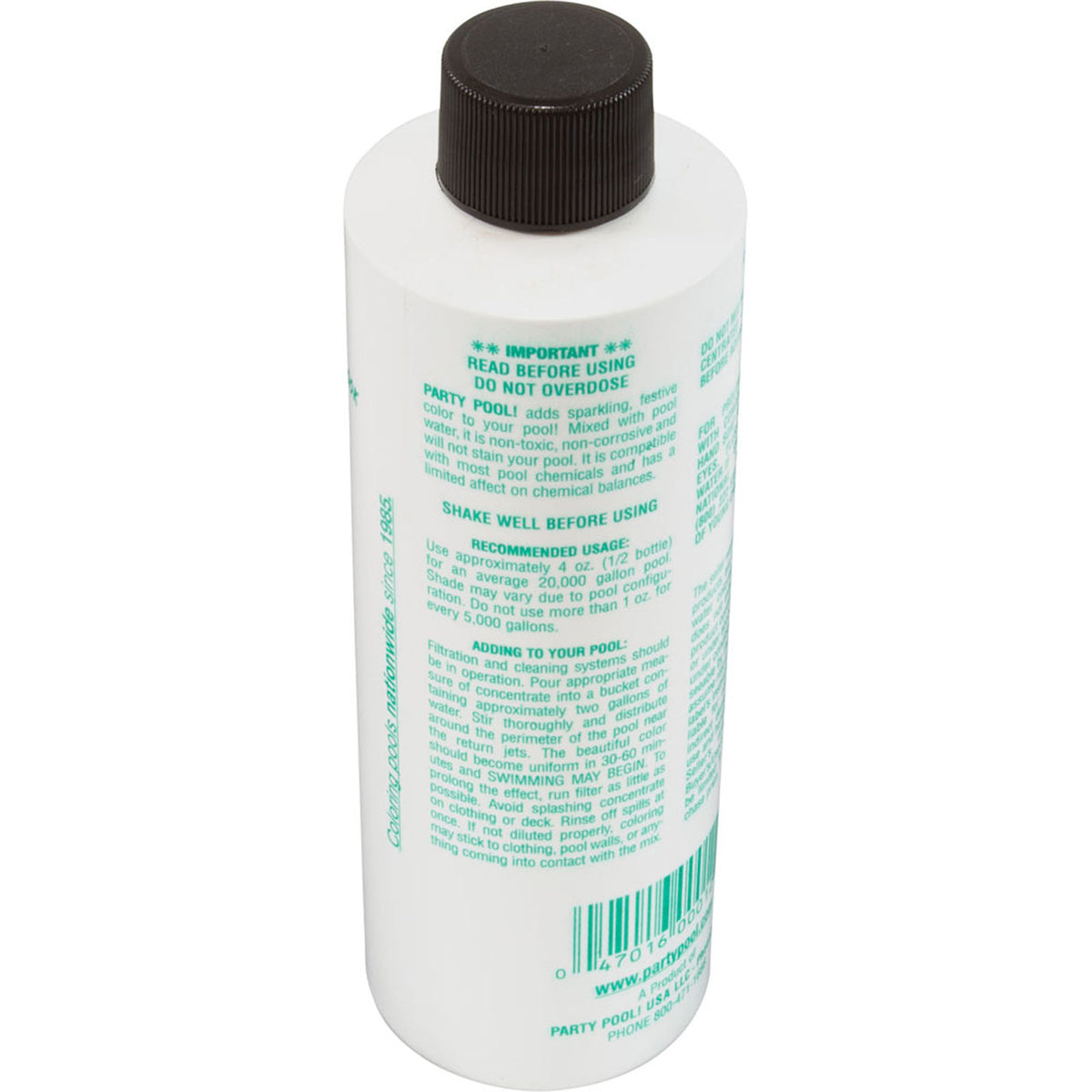 Pool color Additive, Party Pool, 8oz Bottle, Emerald Green