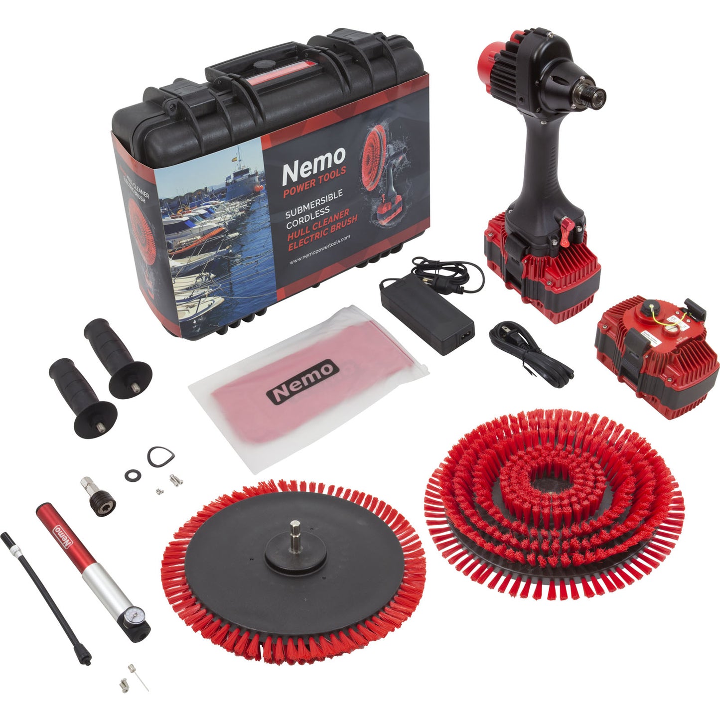 Boat Hull Cleaner, Nemo, 50M, 18V, (2) 10Ah Li-Io, w/ Brush Set