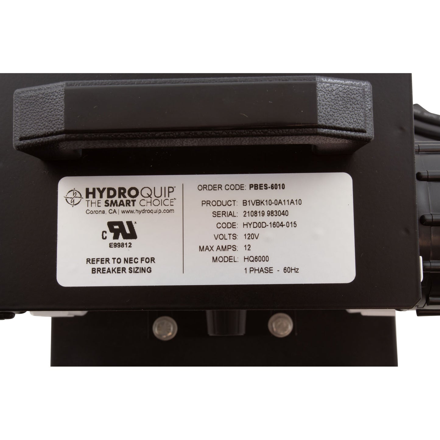 Système de baptême, HQ PBES6010, 1,0 kW, 115 V, 1/6 CV, GFCI 15 pieds