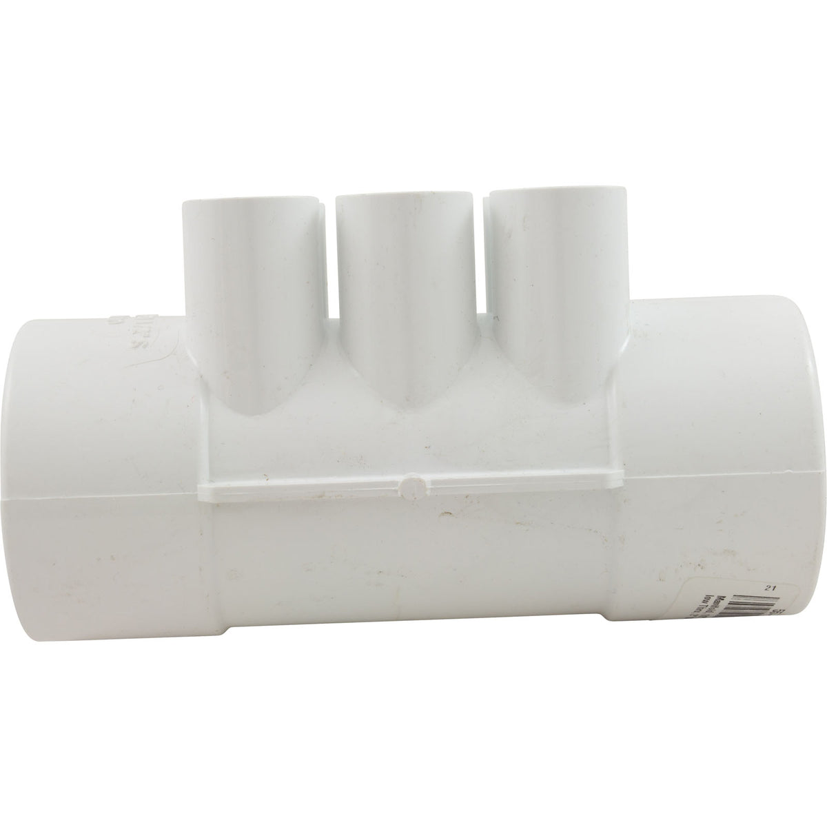 Manifold, 1/2" Slip, 6 Port, Flow Thru, 2" Slip x 2" Slip