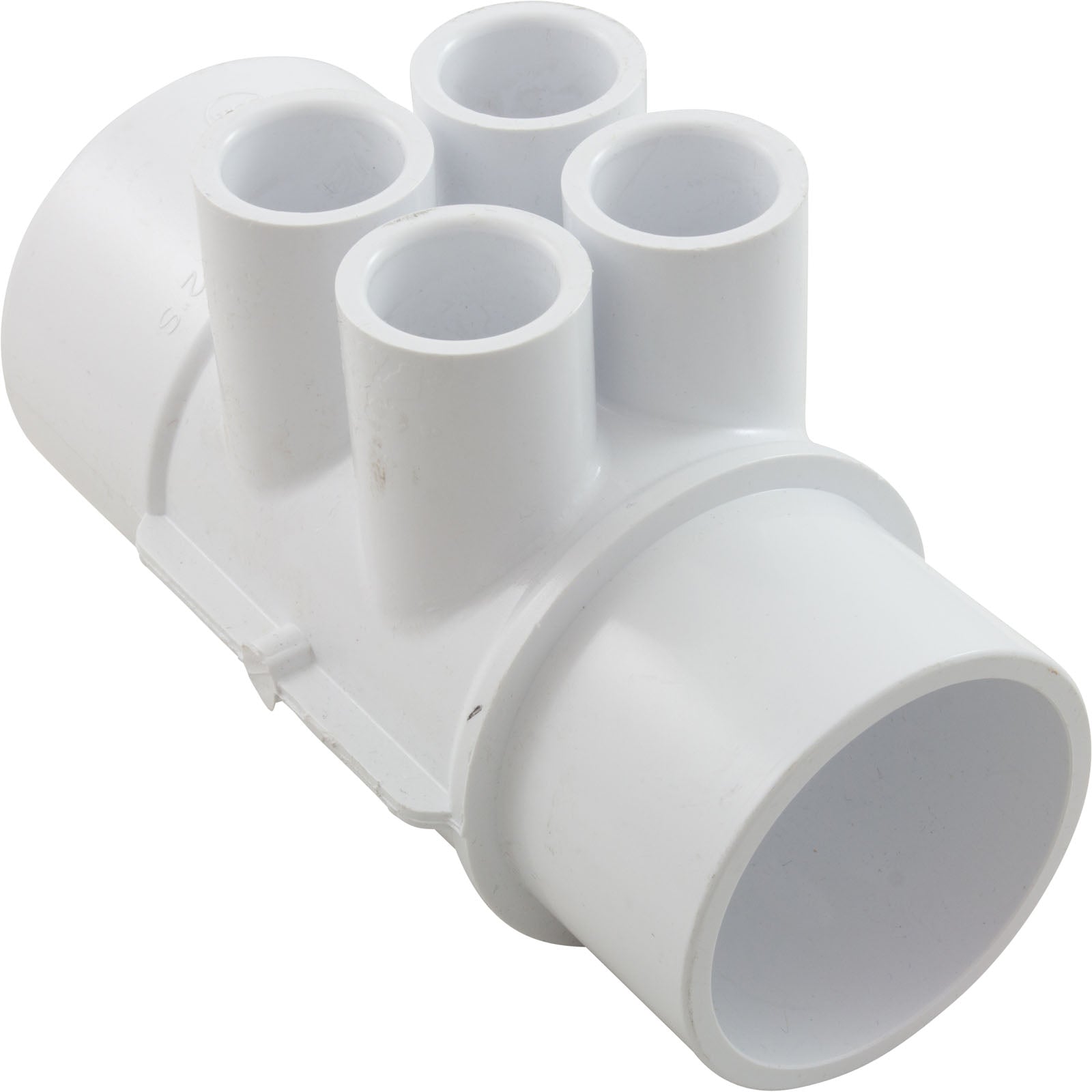 Manifold, 1/2" Slip, 4 Port, Flow Thru, 2" Slip x 2" Spigot